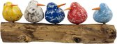 Beeld - 5 vogels - Hout - Meerkleurig - 40x15x12 cm - Indonesie - Sarana - Fairtrade