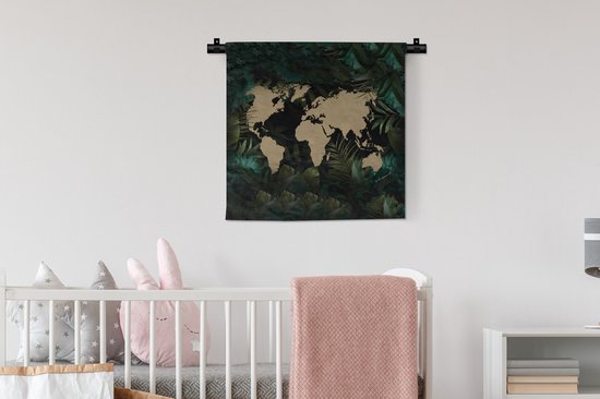 Tapisserie - Tapisserie - Wereldkaart - Marron - Fleurs - 60x60 cm - Tapisserie