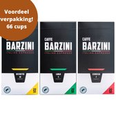 Barzini cups proefpakket - Ristretto, Lungo & Espresso Cups - 3x 22 capsules - Totaal 66 capsules - 100% Rainforest Alliance koffie cups - koffiecapsules