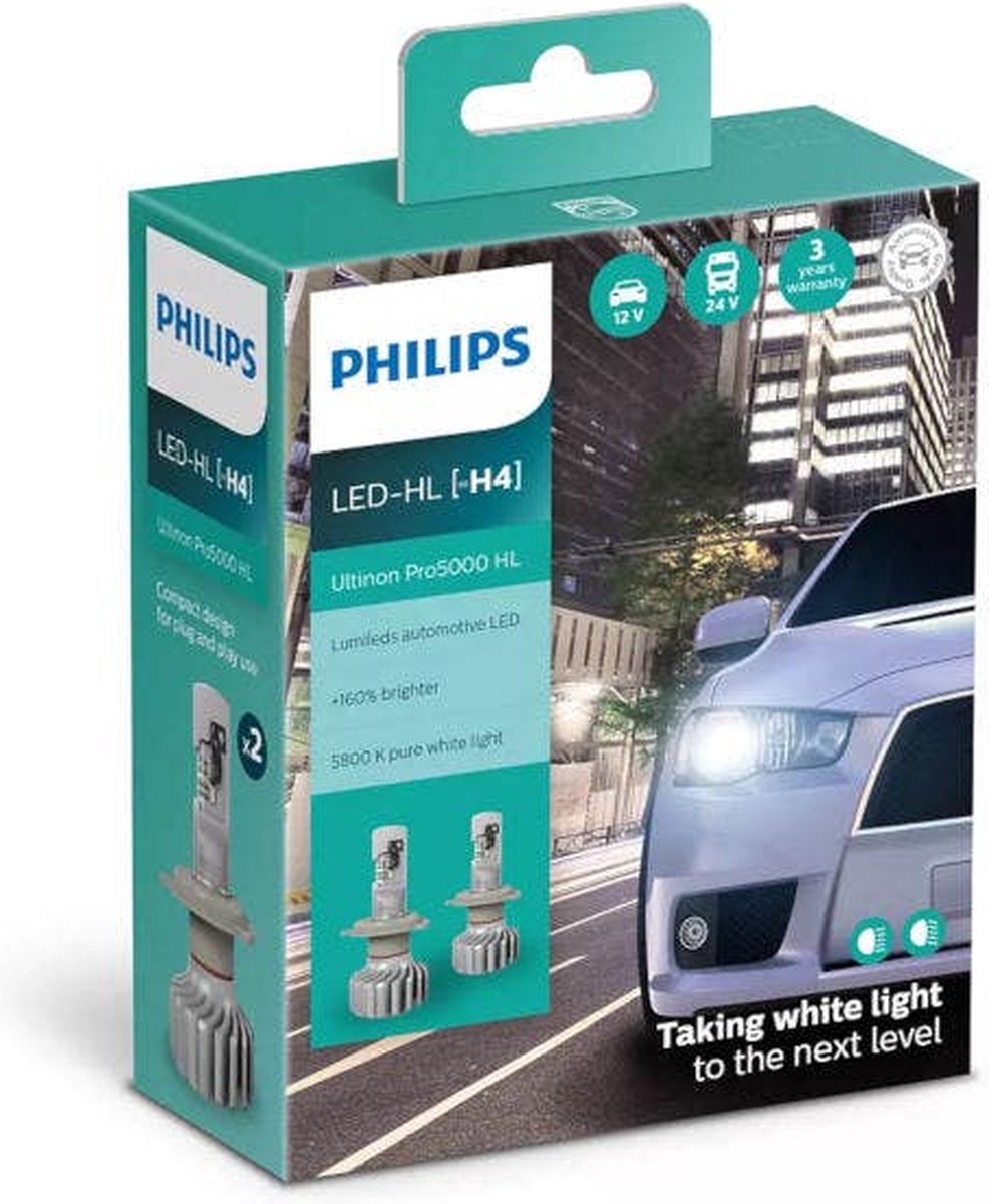 Vulkaan Staat Ontkennen Philips 12-24v H4 Ultinon LED PRO5000 (11342U50CWX2) | bol.com