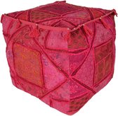 Oosterse patchwork poef Sari roze - vierkant