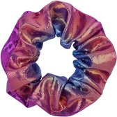 Metallic regenboog zeemeermin scrunchie paars - haarelastiek - meisje haaraccessoires