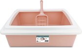 Max4You - Kattenbak - Kattentoilet met Schepje - Roze/Wit - 39 x 29 x 11 cm