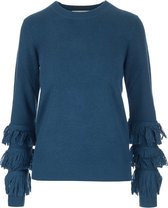 Michael Kors • blauwe wollen trui met franjes • maat XL