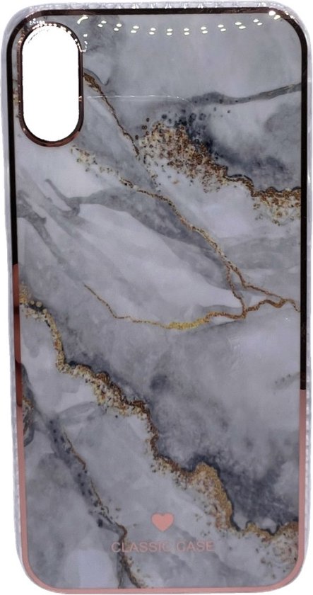 Coque iPhone Xs Max en marbre - 4 couleurs différentes - Wit/ Or - Violet -  Vert -... | bol.com