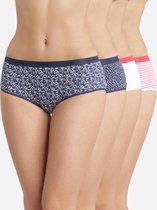 Dim Les Pockets Boxers - Onderbroeken - Katoen - Dames - 4 Stuks - Maat 42/44 - Blauw/Blauw/Wit/Rood