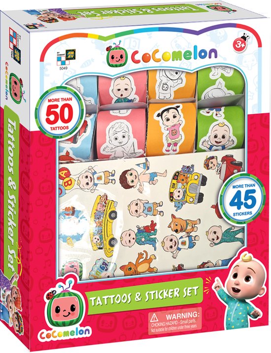 Cocomelon Tattoos & Stickers Set