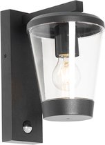 QAZQA joren - Moderne Wandlamp met Bewegingsmelder | Bewegingssensor | sensor voor buiten - 1 lichts - D 23 cm - Zwart - Buitenverlichting