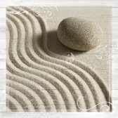 Dibond - Zen / Steen / Zand - Collage steen in Beige / wit / zwart / bruin - 50 x 50 cm.