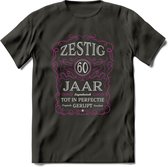 60 Jaar Legendarisch Gerijpt T-Shirt | Roze - Grijs | Grappig Verjaardag en Feest Cadeau Shirt | Dames - Heren - Unisex | Tshirt Kleding Kado | - Donker Grijs - XL