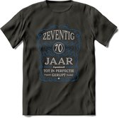 70 Jaar Legendarisch Gerijpt T-Shirt | Blauw - Grijs | Grappig Verjaardag en Feest Cadeau Shirt | Dames - Heren - Unisex | Tshirt Kleding Kado | - Donker Grijs - S