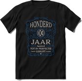 100 Jaar Legendarisch Gerijpt T-Shirt | Blauw - Grijs | Grappig Verjaardag en Feest Cadeau Shirt | Dames - Heren - Unisex | Tshirt Kleding Kado | - Zwart - XXL