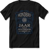 100 Jaar Legendarisch Gerijpt T-Shirt | Blauw - Grijs | Grappig Verjaardag en Feest Cadeau Shirt | Dames - Heren - Unisex | Tshirt Kleding Kado | - Zwart - 3XL