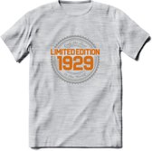 1929 Limited Edition Ring T-Shirt | Zilver - Goud | Grappig Verjaardag en Feest Cadeau Shirt | Dames - Heren - Unisex | Tshirt Kleding Kado | - Licht Grijs - Gemaleerd - L
