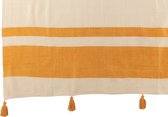 Plaid | textiel | wit - geel | 185x135x (h)2 cm
