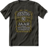 60 Jaar Legendarisch Gerijpt T-Shirt | Geel - Grijs | Grappig Verjaardag en Feest Cadeau Shirt | Dames - Heren - Unisex | Tshirt Kleding Kado | - Donker Grijs - L