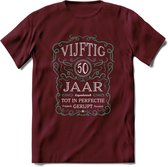 50 Jaar Legendarisch Gerijpt T-Shirt | Aqua - Grijs | Grappig Verjaardag en Feest Cadeau Shirt | Dames - Heren - Unisex | Tshirt Kleding Kado | - Burgundy - S