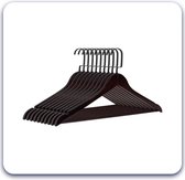 Eleganca luxe Kleerhangers 15 Stuks – A Kwaliteit Behandeld Hout Garderobehangers – Multifunctionele Kledinghanger met Unieke Platte Zwarte Haak – Kledingkast Organiser – Broeklat