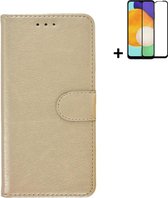 Samsung Galaxy A13 5G Hoesje - Bookcase - Samsung Galaxy A13 5G Screenprotector - Samsung A13 5G Hoes Wallet Book Case Goud + Full Screenprotector