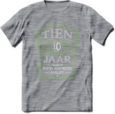 10 Jaar Legendarisch Gerijpt T-Shirt | Groen - Grijs | Grappig Verjaardag en Feest Cadeau Shirt | Dames - Heren - Unisex | Tshirt Kleding Kado | - Donker Grijs - Gemaleerd - XL
