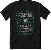 90 Jaar Legendarisch Gerijpt T-Shirt | Aqua - Grijs | Grappig Verjaardag en Feest Cadeau Shirt | Dames - Heren - Unisex | Tshirt Kleding Kado | - Zwart - XL
