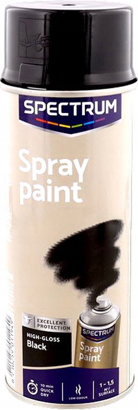 Foto: Spectrum zwart glanzende verf 400 ml zwart glanzende verf spuitbus zwart verf zwart spuitbus verf spuit verf verf spray