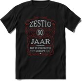 60 Jaar Legendarisch Gerijpt T-Shirt | Rood - Grijs | Grappig Verjaardag en Feest Cadeau Shirt | Dames - Heren - Unisex | Tshirt Kleding Kado | - Zwart - L
