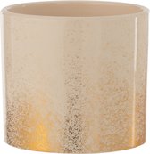 J-Line Bloempot Spikkel Rond Keramiek Beige/Goud Small Set van 4 stuks