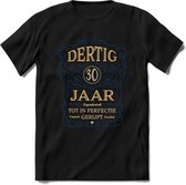 30 Jaar Legendarisch Gerijpt T-Shirt | Royal Blue - Ivoor | Grappig Verjaardag en Feest Cadeau Shirt | Dames - Heren - Unisex | Tshirt Kleding Kado | - Zwart - 3XL