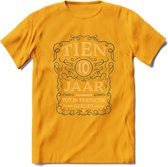 10 Jaar Legendarisch Gerijpt T-Shirt | Royal Blue - Ivoor | Grappig Verjaardag en Feest Cadeau Shirt | Dames - Heren - Unisex | Tshirt Kleding Kado | - Geel - L
