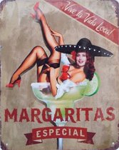 2D metalen wandbord "Margaritas especial" 25x20cm