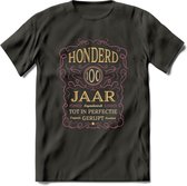 100 Jaar Legendarisch Gerijpt T-Shirt | Oud Roze - Ivoor | Grappig Verjaardag en Feest Cadeau Shirt | Dames - Heren - Unisex | Tshirt Kleding Kado | - Donker Grijs - 3XL