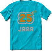 25 Jaar Feest T-Shirt | Goud - Zilver | Grappig Verjaardag Cadeau Shirt | Dames - Heren - Unisex | Tshirt Kleding Kado | - Blauw - 3XL