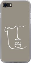 Geschikt voor iPhone 7 hoesje - Lippen - Abstract - Line art - Siliconen Telefoonhoesje