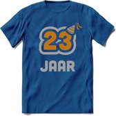 23 Jaar Feest T-Shirt | Goud - Zilver | Grappig Verjaardag Cadeau Shirt | Dames - Heren - Unisex | Tshirt Kleding Kado | - Donker Blauw - 3XL
