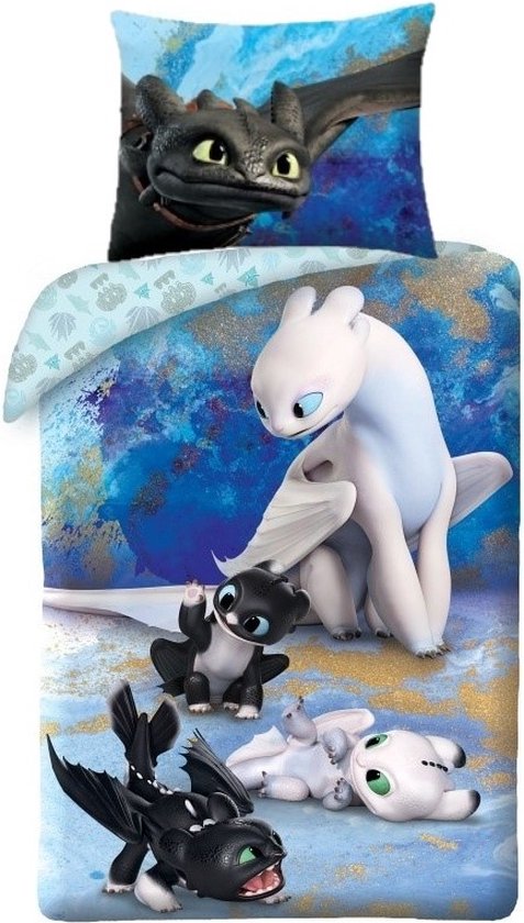 How to Train your Dragon Dekbedovertrek Dragon Puppies 140x200cm - kussensloop 70x90cm