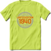 1940 Limited Edition Ring T-Shirt | Zilver - Goud | Grappig Verjaardag en Feest Cadeau Shirt | Dames - Heren - Unisex | Tshirt Kleding Kado | - Groen - M