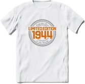 1944 Limited Edition Ring T-Shirt | Zilver - Goud | Grappig Verjaardag en Feest Cadeau Shirt | Dames - Heren - Unisex | Tshirt Kleding Kado | - Wit - XXL