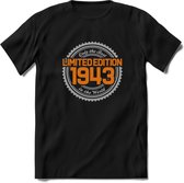1943 Limited Edition Ring T-Shirt | Zilver - Goud | Grappig Verjaardag en Feest Cadeau Shirt | Dames - Heren - Unisex | Tshirt Kleding Kado | - Zwart - XL