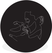 Illustration d'un baiser passionné sur fond noir Assiette en plastique cercle mural ⌀ 90 cm - impression photo sur cercle mural / cercle vivant (décoration murale)