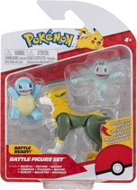 Squirtle + Boltund + Machop – Pokémon Battle Feature Figure + Pokemon Balpen + 5 Pokemon Stickers | Speelgoed Actiefiguur Speelfiguur voor kinderen jongen meisjes | Speel en Knuffel met jou f