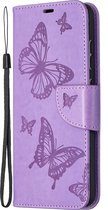 Mobigear Telefoonhoesje geschikt voor Samsung Galaxy A52 Hoesje | Mobigear Butterfly Bookcase Portemonnee | Pasjeshouder voor 2 Pasjes | Telefoonhoesje voor Pinpas / OV Kaart / Rijbewijs - Paars