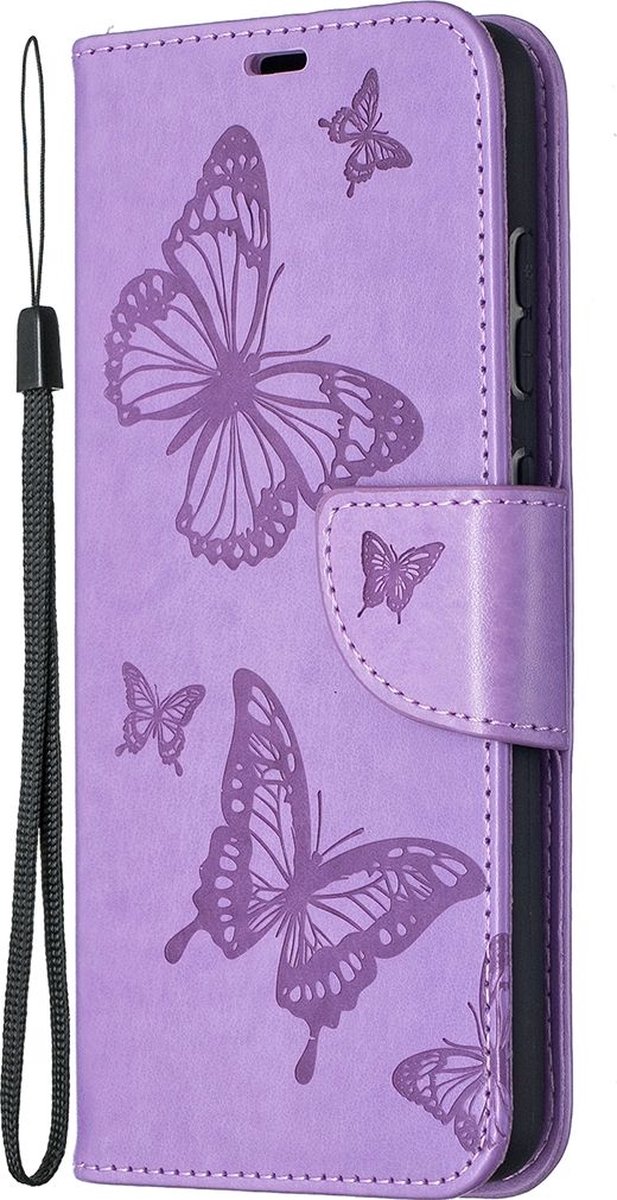 Mobigear Telefoonhoesje geschikt voor Samsung Galaxy A52 Hoesje | Mobigear Butterfly Bookcase Portemonnee | Pasjeshouder voor 2 Pasjes | Telefoonhoesje voor Pinpas / OV Kaart / Rijbewijs - Paars