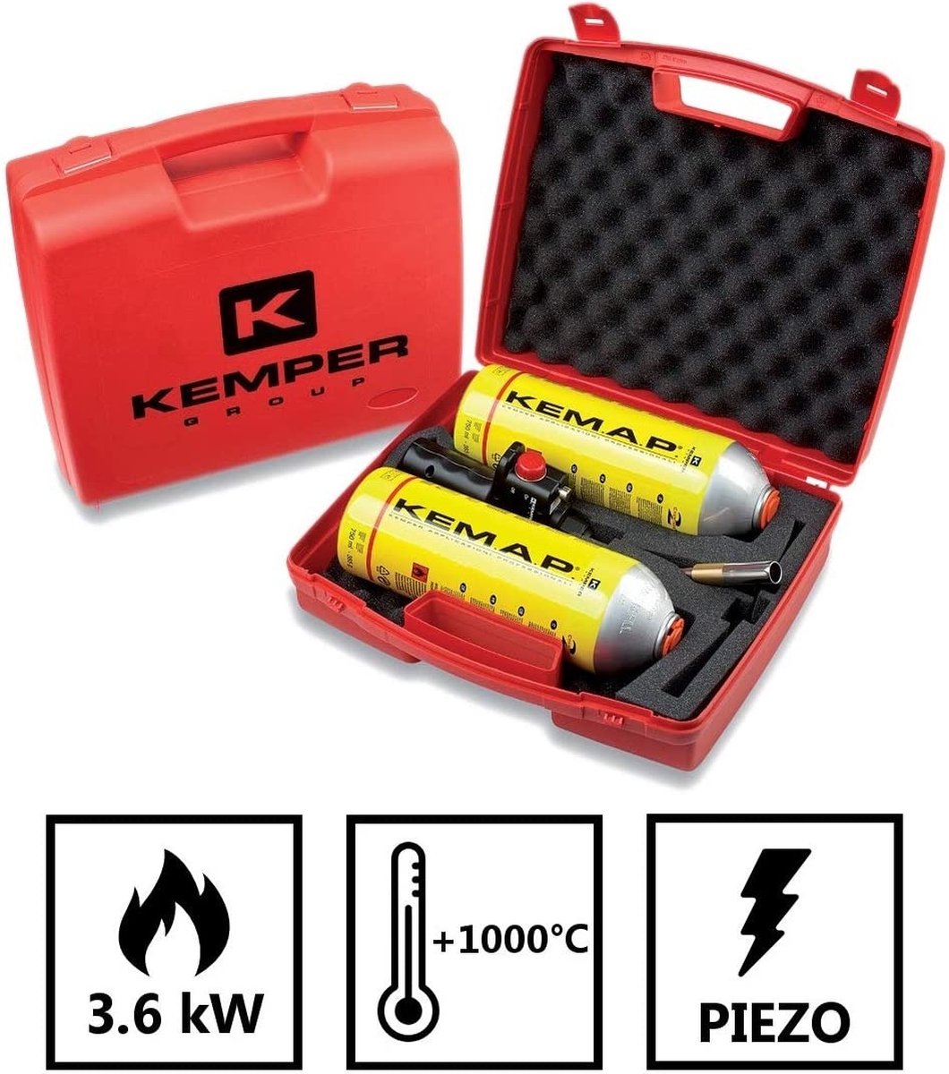 Kemper Soldeerbout Hardsoldeerset in koffer - 2400 °C - incl. 2 hard- en zachtsoldeerpatronen – foto 3