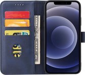 iPhone 12 Pro Hoesje van Leer Blauw - Luxe Lederen iPhone 12 Pro Hoes Flip Case Blauw - Blauw Leren Bookcase Hoes Met Pashouders Voor iPhone 12 Pro - Smartphonica