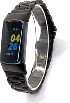 Stalen Smartwatch bandje - Geschikt voor  Fitbit Charge 5 metalen schakel band - zwart - Strap-it Horlogeband / Polsband / Armband
