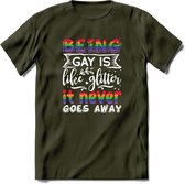 Gay Glitter | Pride T-Shirt | Grappig LHBTIQ+ / LGBTQ / Gay / Homo / Lesbi Cadeau Shirt | Dames - Heren - Unisex | Tshirt Kleding Kado | - Leger Groen - M