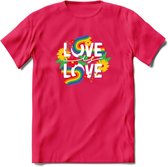 Love Is Love | Pride T-Shirt | Grappig LHBTIQ+ / LGBTQ / Gay / Homo / Lesbi Cadeau Shirt | Dames - Heren - Unisex | Tshirt Kleding Kado | - Roze - XL