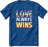 Love Wins | Pride T-Shirt | Grappig LHBTIQ+ / LGBTQ / Gay / Homo / Lesbi Cadeau Shirt | Dames - Heren - Unisex | Tshirt Kleding Kado | - Donker Blauw - XL