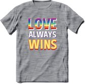 Love Wins | Pride T-Shirt | Grappig LHBTIQ+ / LGBTQ / Gay / Homo / Lesbi Cadeau Shirt | Dames - Heren - Unisex | Tshirt Kleding Kado | - Donker Grijs - Gemaleerd - XXL